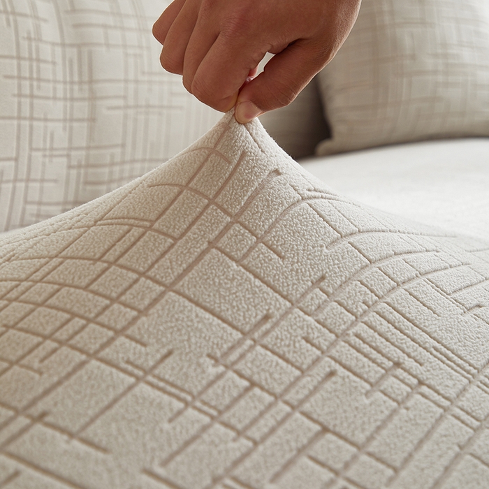 91家纺网 家纺一手货源 找家纺 飞翔家纺沙发套 2026新款素格纹沙发套 浅灰色