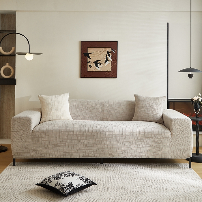 91家纺网 家纺一手货源 找家纺 飞翔家纺沙发套 2026新款素格纹沙发套 浅灰色