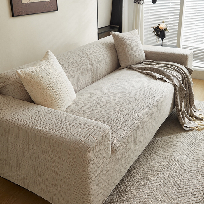 91家纺网 家纺一手货源 找家纺 飞翔家纺沙发套 2026新款素格纹沙发套 浅灰色