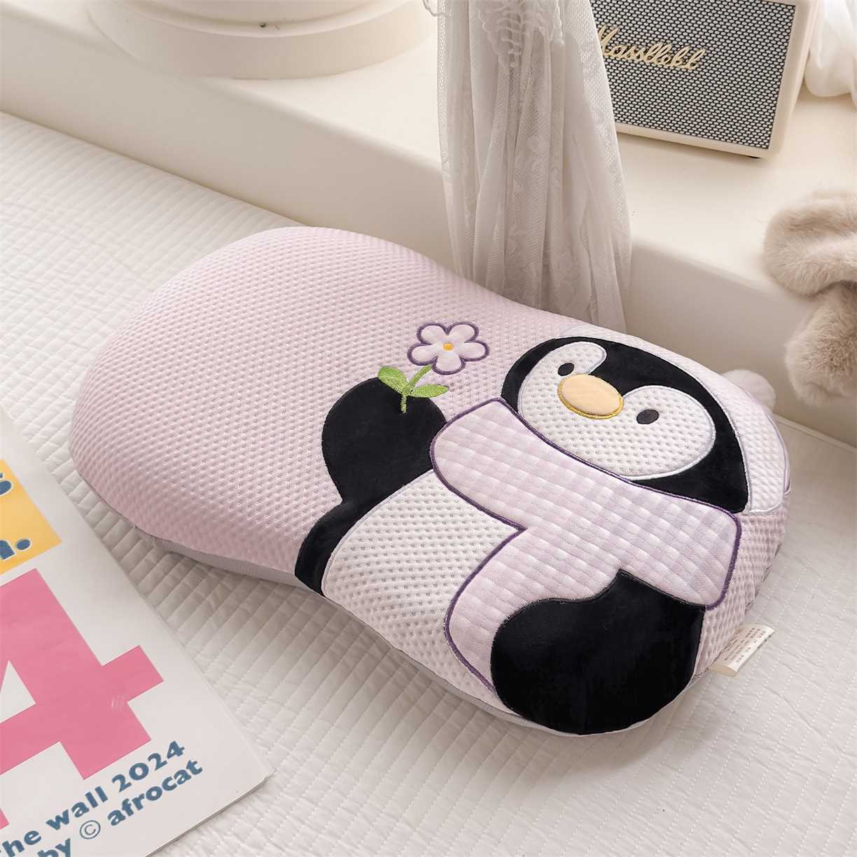 91家纺网 家纺一手货源 找家纺 麦肯锡 2026新款小企鹅卡通记忆枕枕头枕芯 小企鹅-紫色