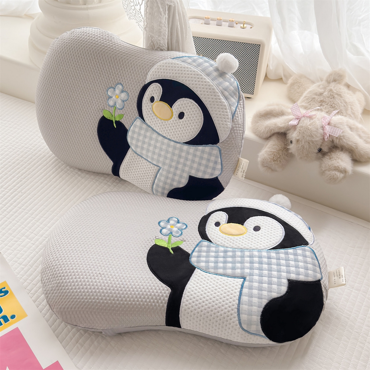 91家纺网 家纺一手货源 找家纺 麦肯锡 2026新款小企鹅卡通记忆枕枕头枕芯 小企鹅-灰色