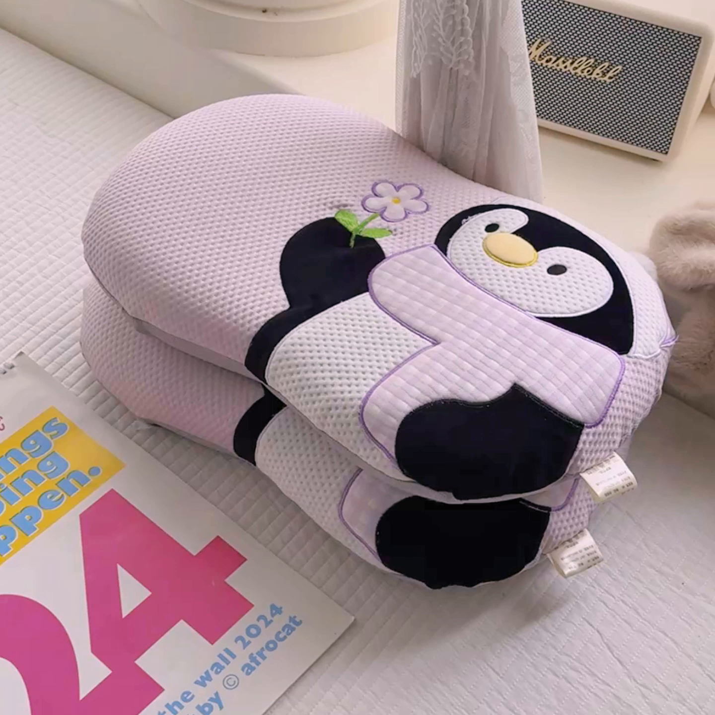 91家纺网 家纺一手货源 找家纺 麦肯锡 2026新款小企鹅卡通记忆枕枕头枕芯 小企鹅-紫色