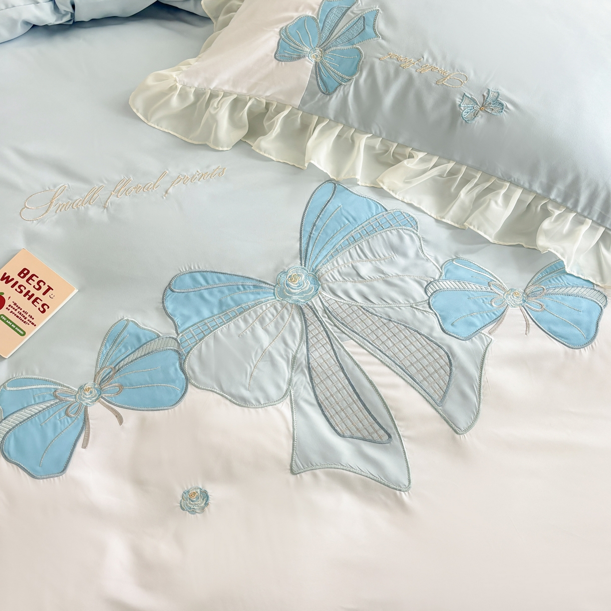 91家纺网 家纺一手货源 找家纺 慕语家纺 2026款贴布绣磨毛四件套梦蝶 梦蝶-浅蓝