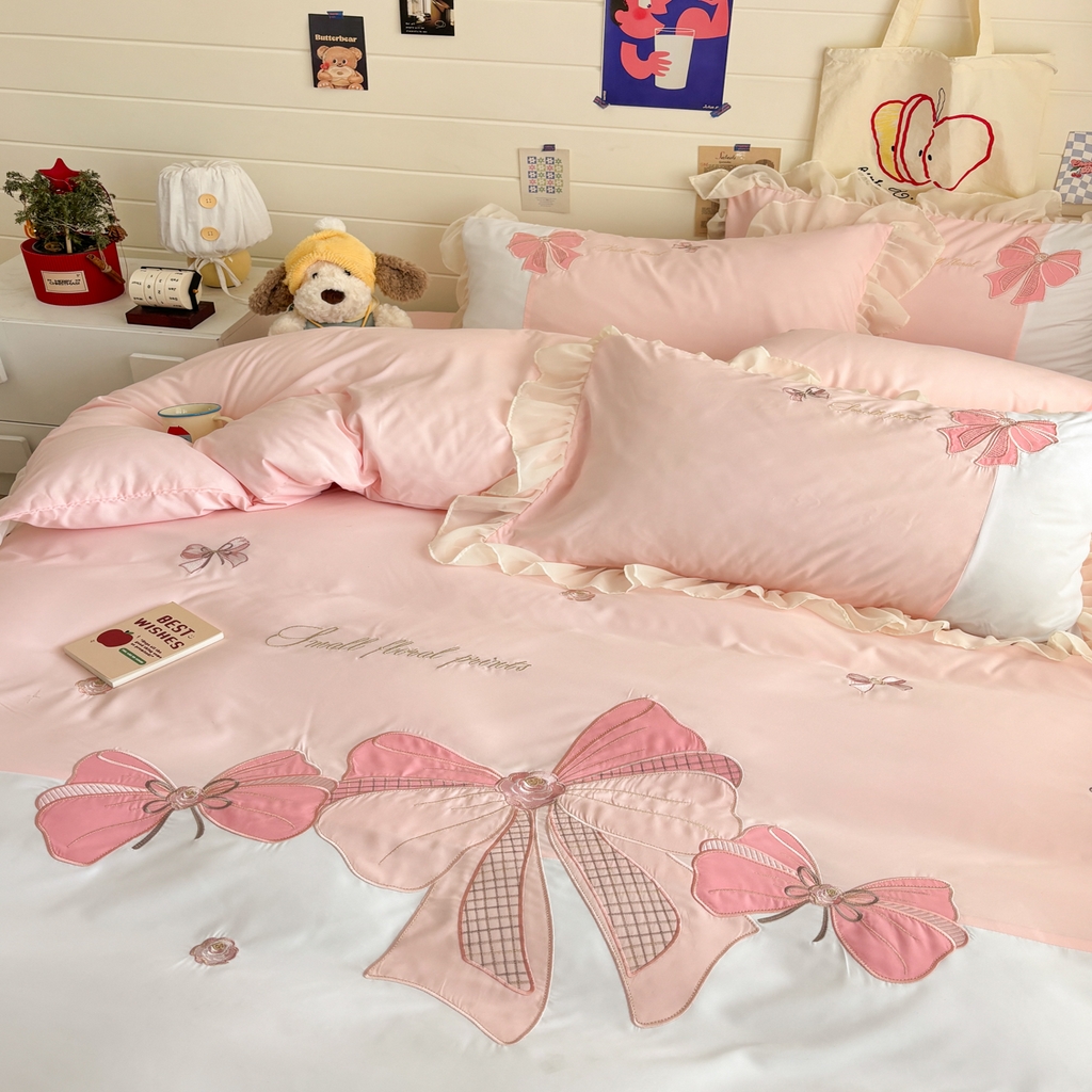 91家纺网 家纺一手货源 找家纺 （总）慕语家纺 2026款贴布绣磨毛四件套梦蝶