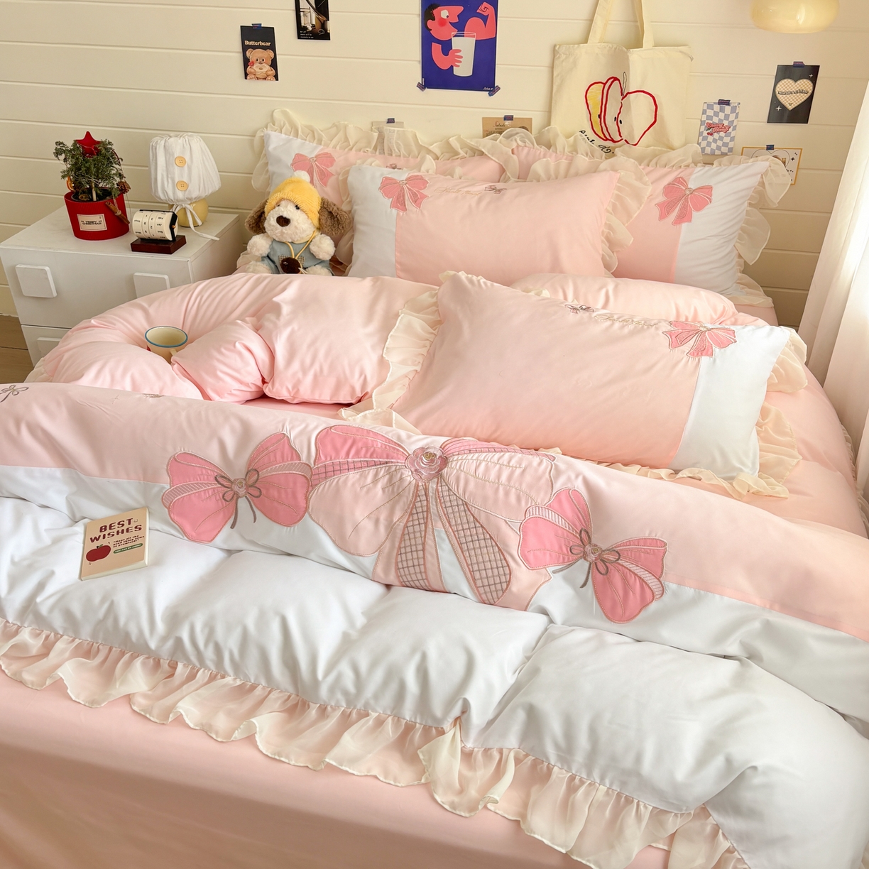 91家纺网 家纺一手货源 找家纺 （总）慕语家纺 2026款贴布绣磨毛四件套梦蝶