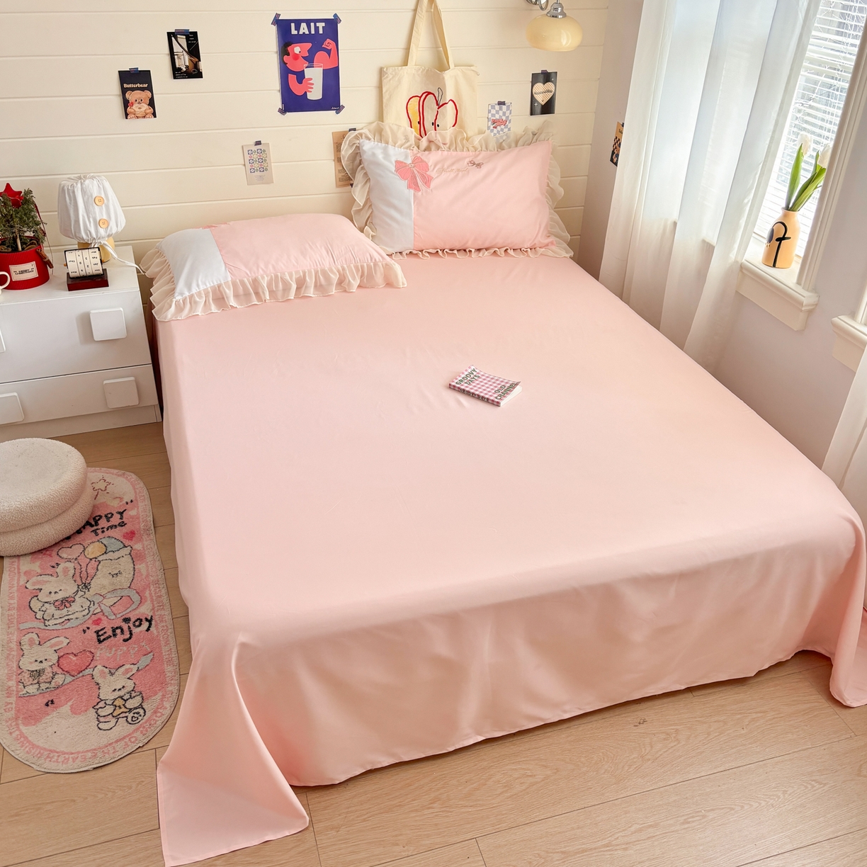 91家纺网 家纺一手货源 找家纺 慕语家纺 2026款贴布绣磨毛四件套梦蝶 梦蝶-浅玉