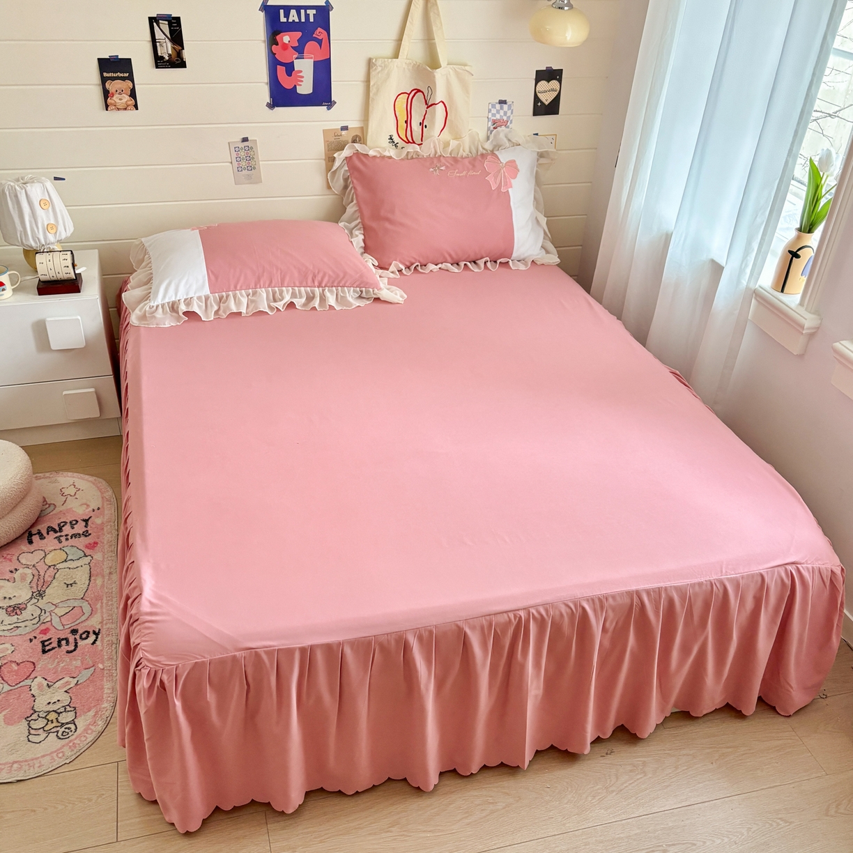 91家纺网 家纺一手货源 找家纺 慕语家纺 2026款贴布绣磨毛四件套梦蝶 梦蝶-豆沙