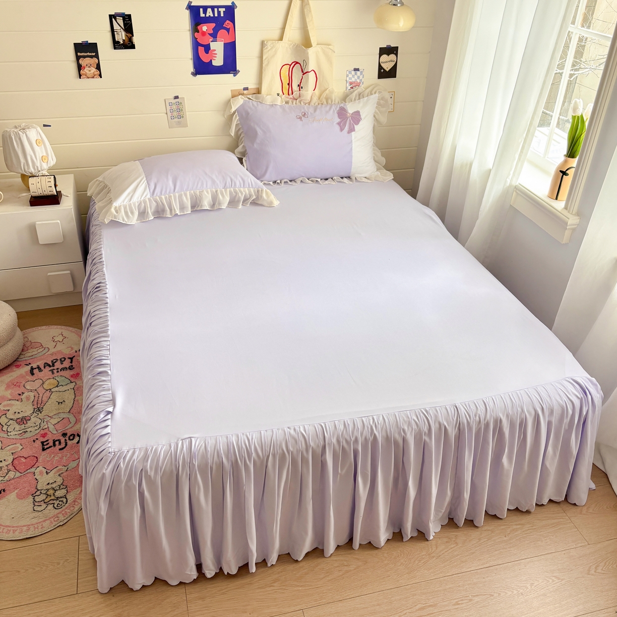 91家纺网 家纺一手货源 找家纺 慕语家纺 2026款贴布绣磨毛四件套梦蝶 梦蝶-香芋