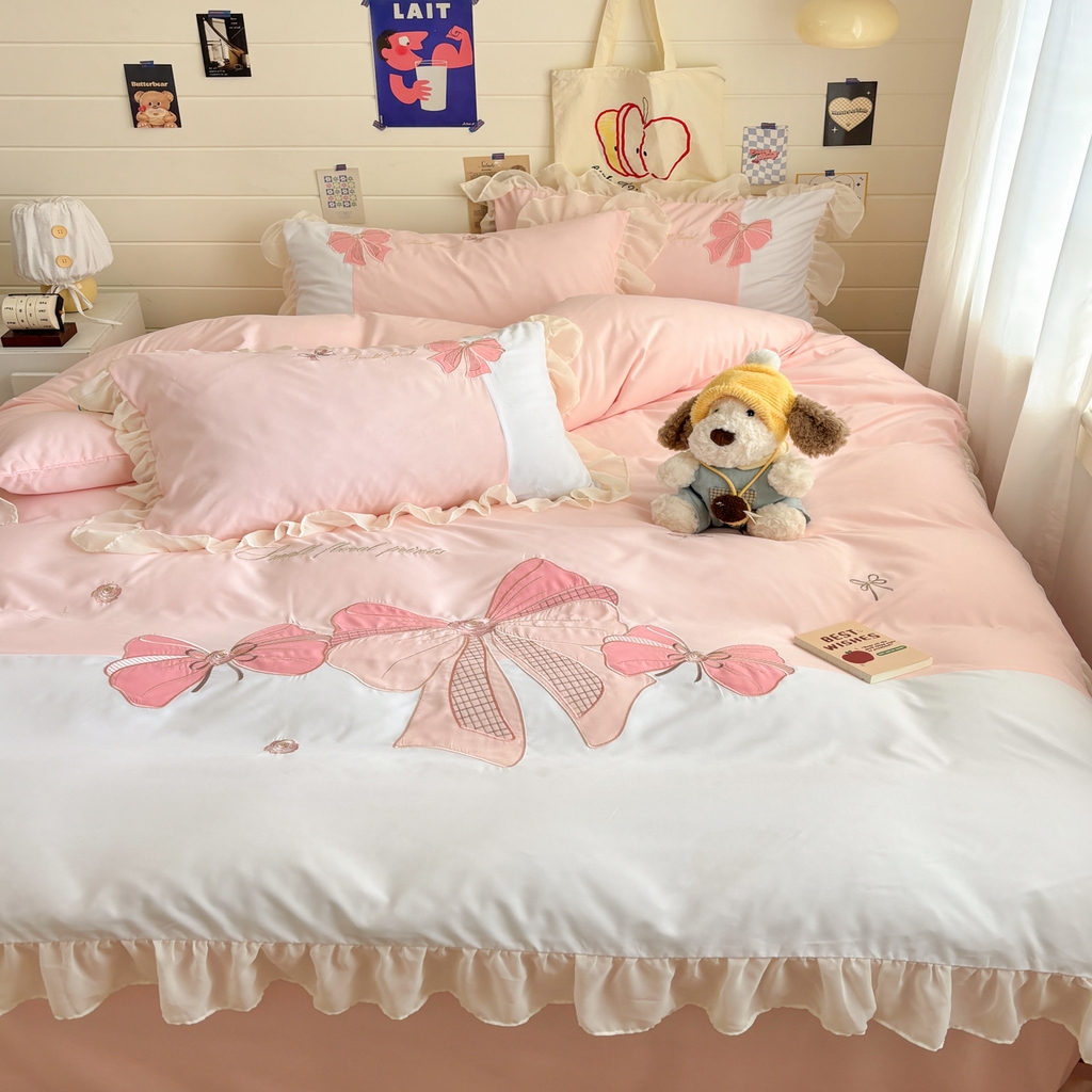 91家纺网 家纺一手货源 找家纺 （总）慕语家纺 2026款贴布绣磨毛四件套梦蝶