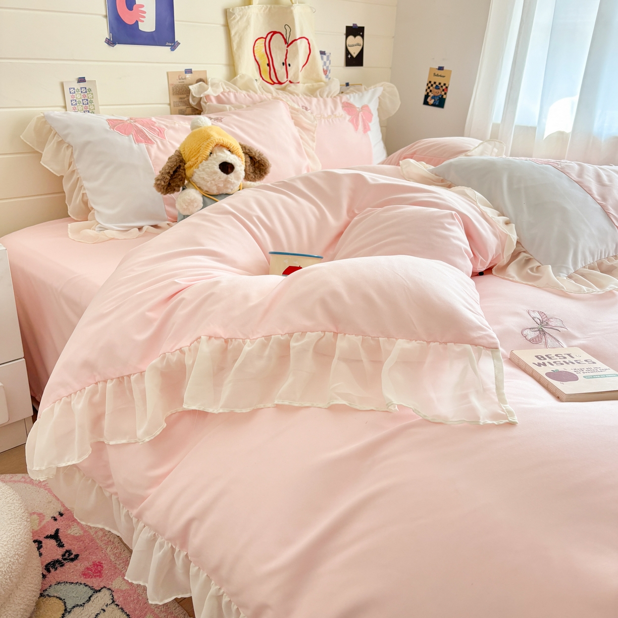 91家纺网 家纺一手货源 找家纺 （总）慕语家纺 2026款贴布绣磨毛四件套梦蝶