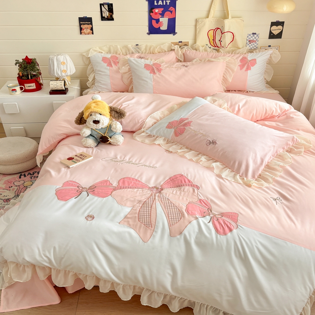 91家纺网 家纺一手货源 找家纺 （总）慕语家纺 2026款贴布绣磨毛四件套梦蝶