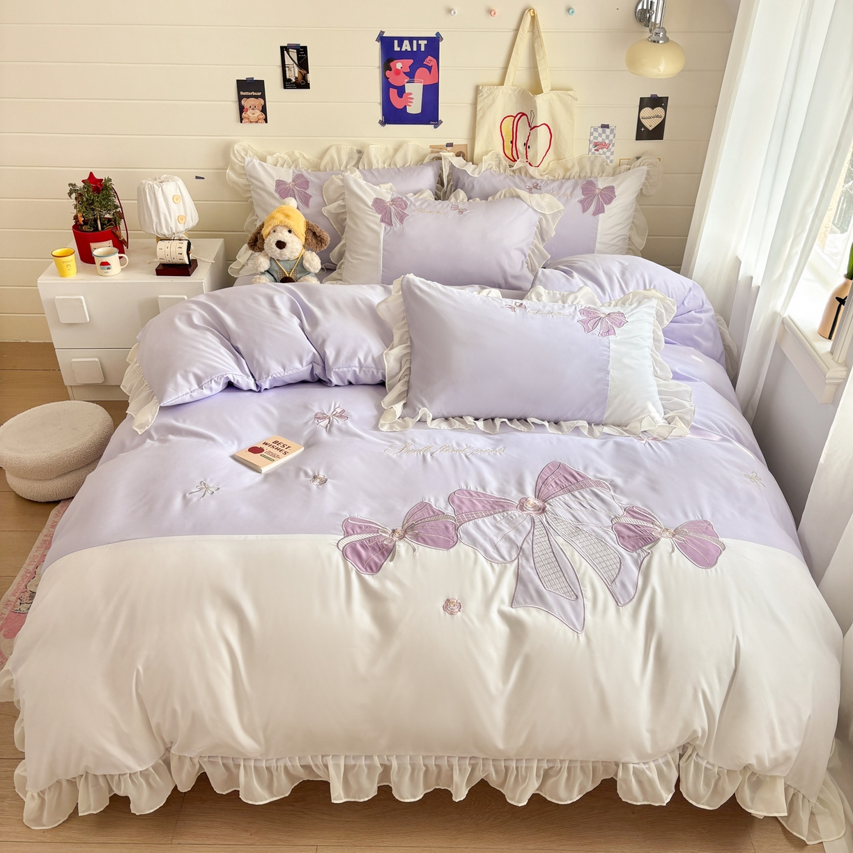 91家纺网 家纺一手货源 找家纺 （总）慕语家纺 2026款贴布绣磨毛四件套梦蝶