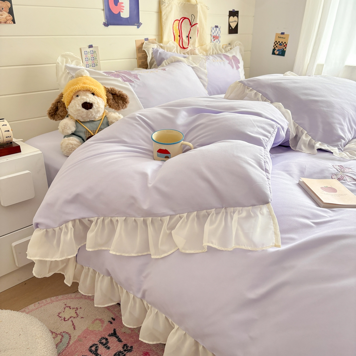 91家纺网 家纺一手货源 找家纺 慕语家纺 2026款贴布绣磨毛四件套梦蝶 梦蝶-香芋