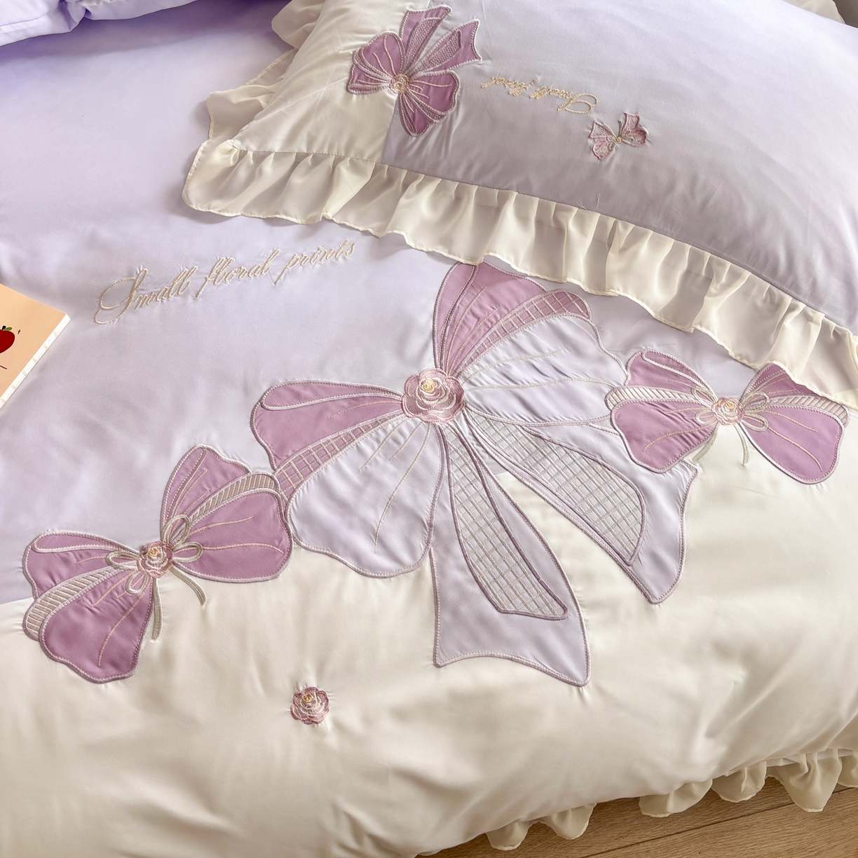 91家纺网 家纺一手货源 找家纺 慕语家纺 2026款贴布绣磨毛四件套梦蝶 梦蝶-香芋