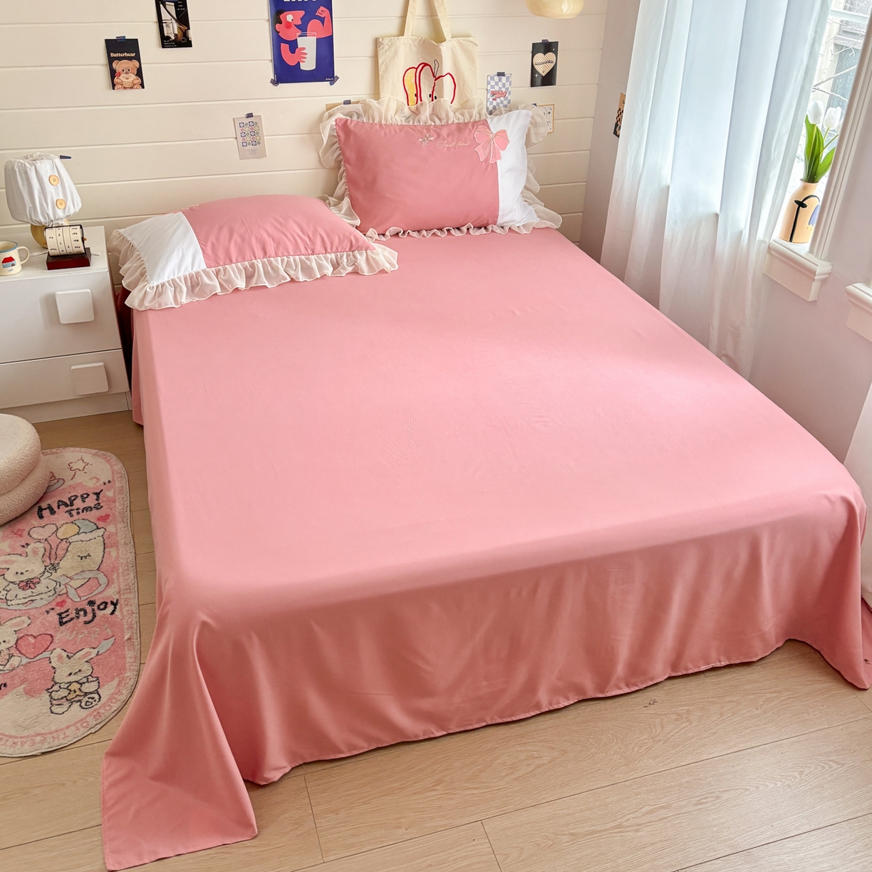 91家纺网 家纺一手货源 找家纺 慕语家纺 2026款贴布绣磨毛四件套梦蝶 梦蝶-豆沙