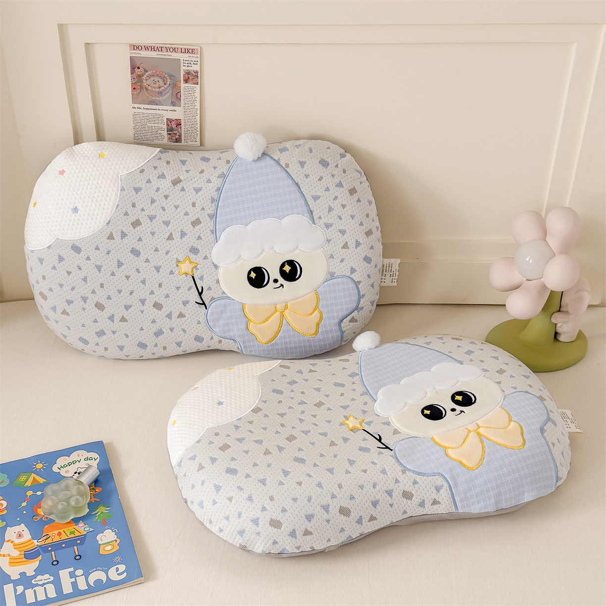 91家纺网 家纺一手货源 找家纺 麦肯锡 2026新款小雪人卡通记忆枕枕头枕芯 小雪人-蓝色