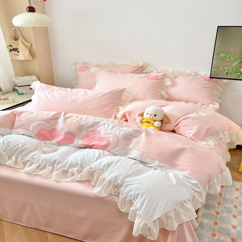 91家纺网 家纺一手货源 找家纺 （总）慕语家纺 2026款贴布绣磨毛四件套甜心