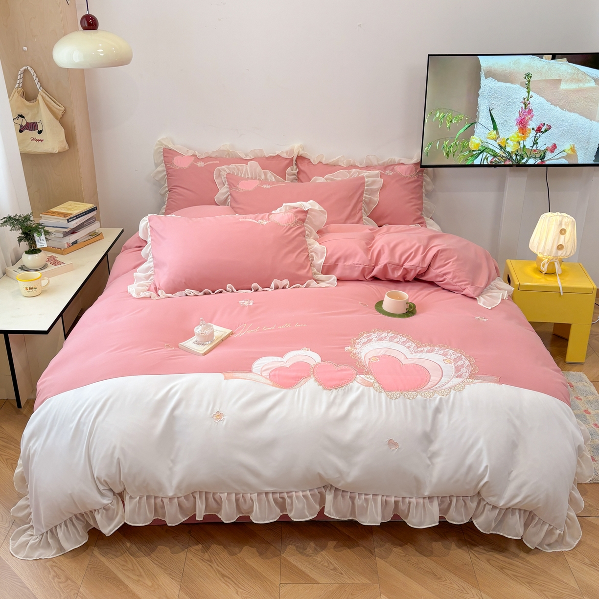 91家纺网 家纺一手货源 找家纺 （总）慕语家纺 2026款贴布绣磨毛四件套甜心