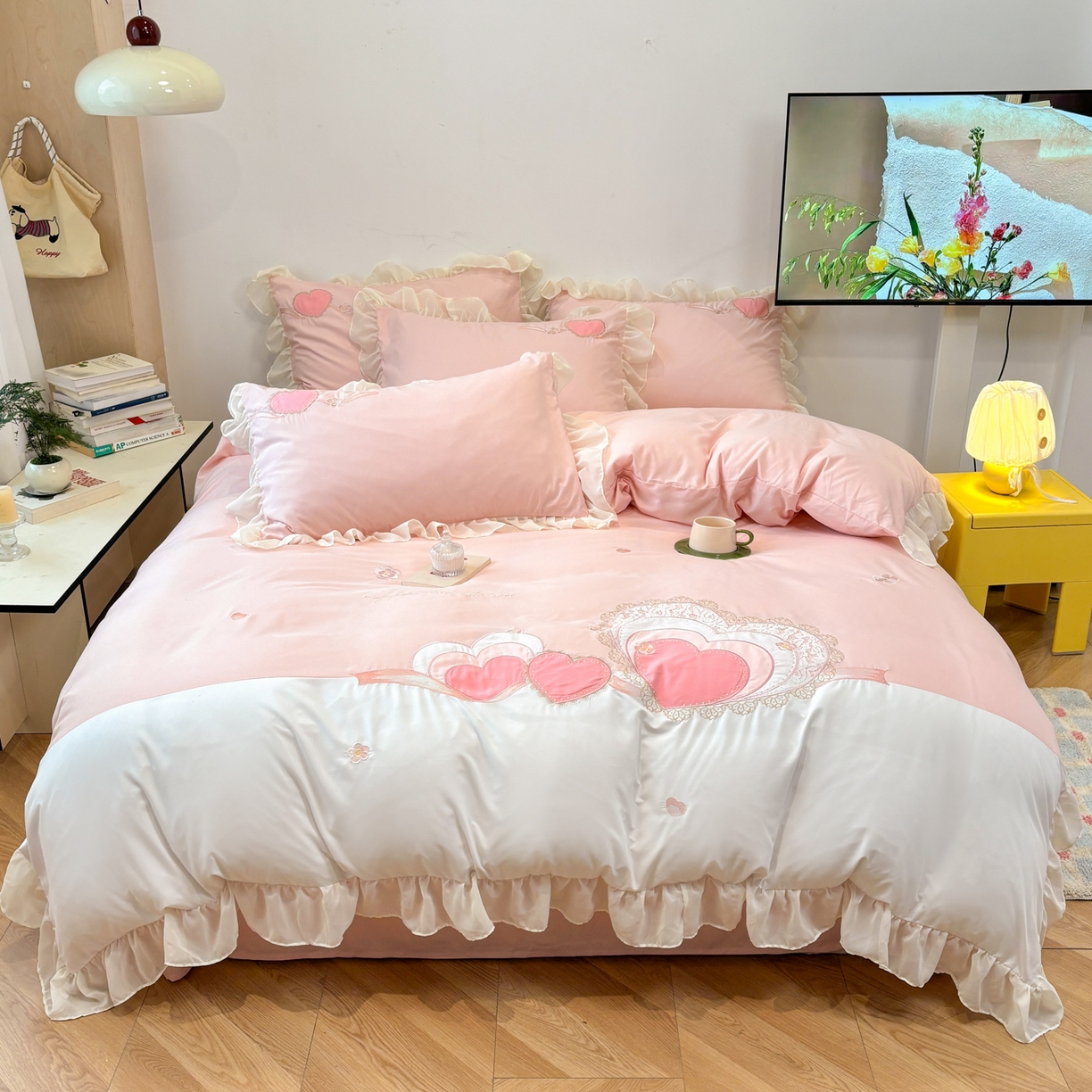 91家纺网 家纺一手货源 找家纺 （总）慕语家纺 2026款贴布绣磨毛四件套甜心