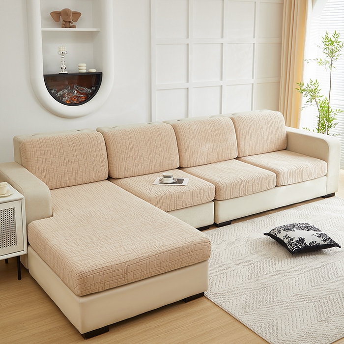 91家纺网 家纺一手货源 找家纺 飞翔家纺沙发套 2026新款舒适亲肤素格纹-坐垫套 黄色