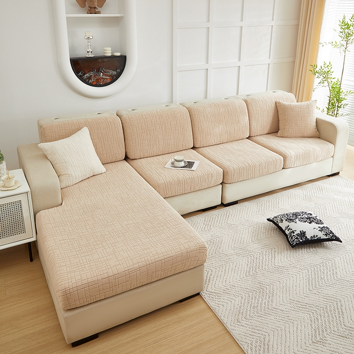 91家纺网 家纺一手货源 找家纺 飞翔家纺沙发套 2026新款舒适亲肤素格纹-坐垫套 黄色