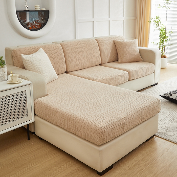 91家纺网 家纺一手货源 找家纺 飞翔家纺沙发套 2026新款舒适亲肤素格纹-坐垫套 黄色