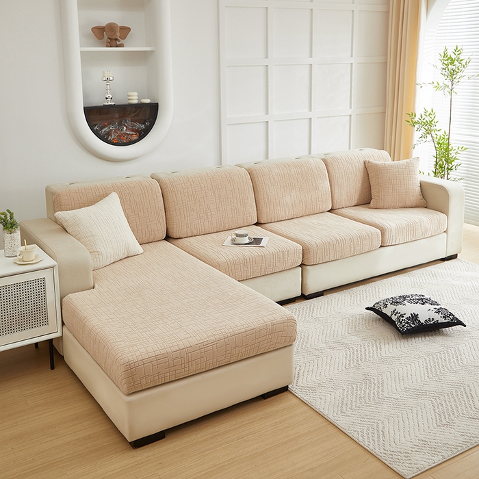 91家纺网 家纺一手货源 找家纺 飞翔家纺沙发套 2026新款舒适亲肤素格纹-坐垫套 黄色