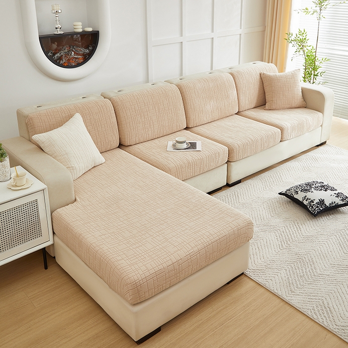 91家纺网 家纺一手货源 找家纺 飞翔家纺沙发套 2026新款舒适亲肤素格纹-坐垫套 黄色