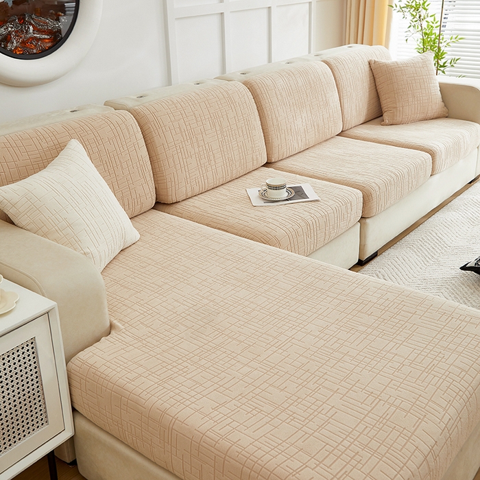 91家纺网 家纺一手货源 找家纺 飞翔家纺沙发套 2026新款舒适亲肤素格纹-坐垫套 黄色