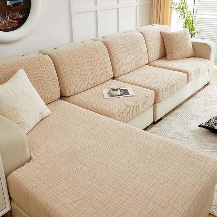 91家纺网 家纺一手货源 找家纺 飞翔家纺沙发套 2026新款舒适亲肤素格纹-坐垫套 黄色