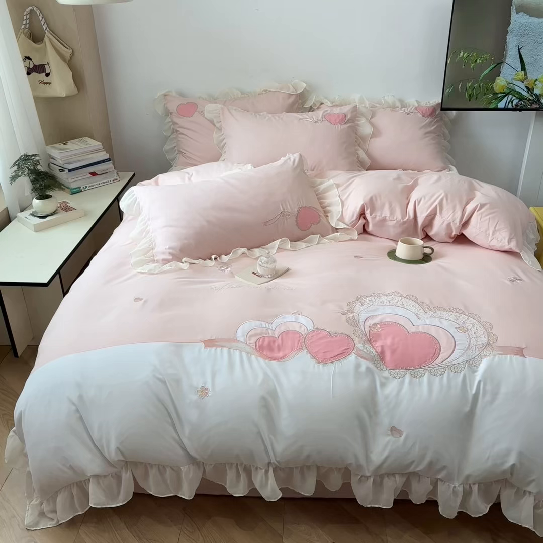 91家纺网 家纺一手货源 找家纺 （总）慕语家纺 2026款贴布绣磨毛四件套甜心