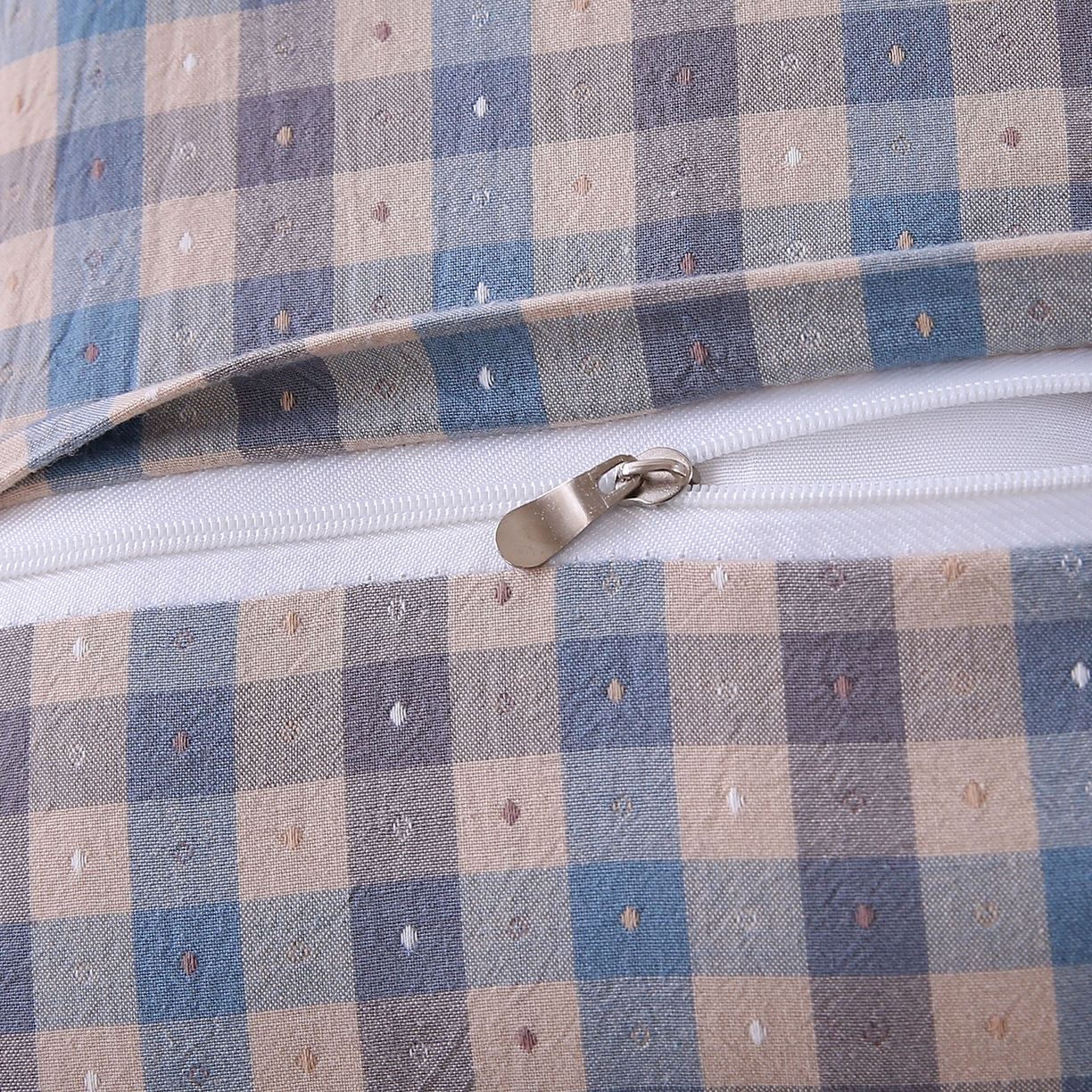 91家纺网 家纺一手货源 找家纺 珍贝家纺 2026新款全棉大脸熊枕套枕头枕芯枕套+枕芯儿童枕学生枕 大脸熊-蓝灰格