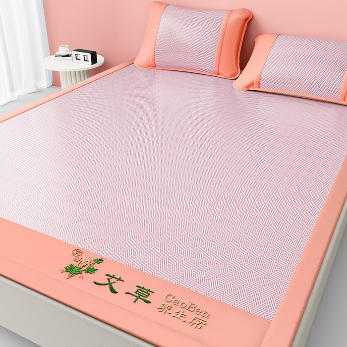 女子家纺 2026新款A类艾草养生席席子凉席 樱花粉-床席
