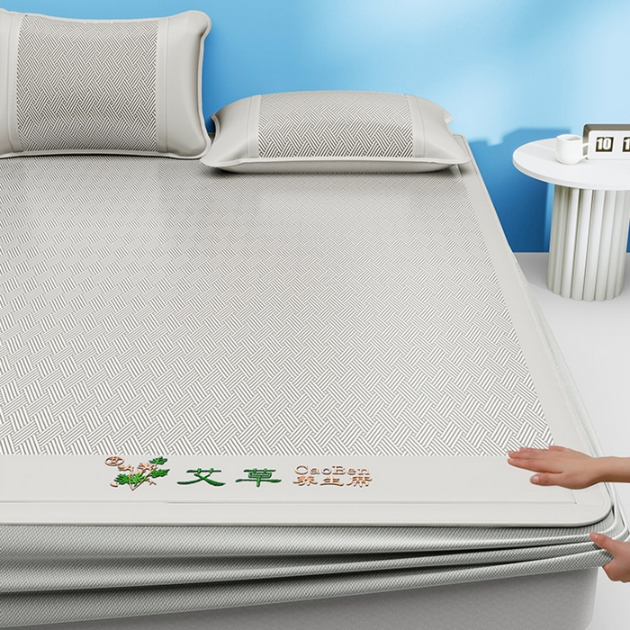 女子家纺 2026新款A类艾草养生席席子凉席 大象灰-床笠