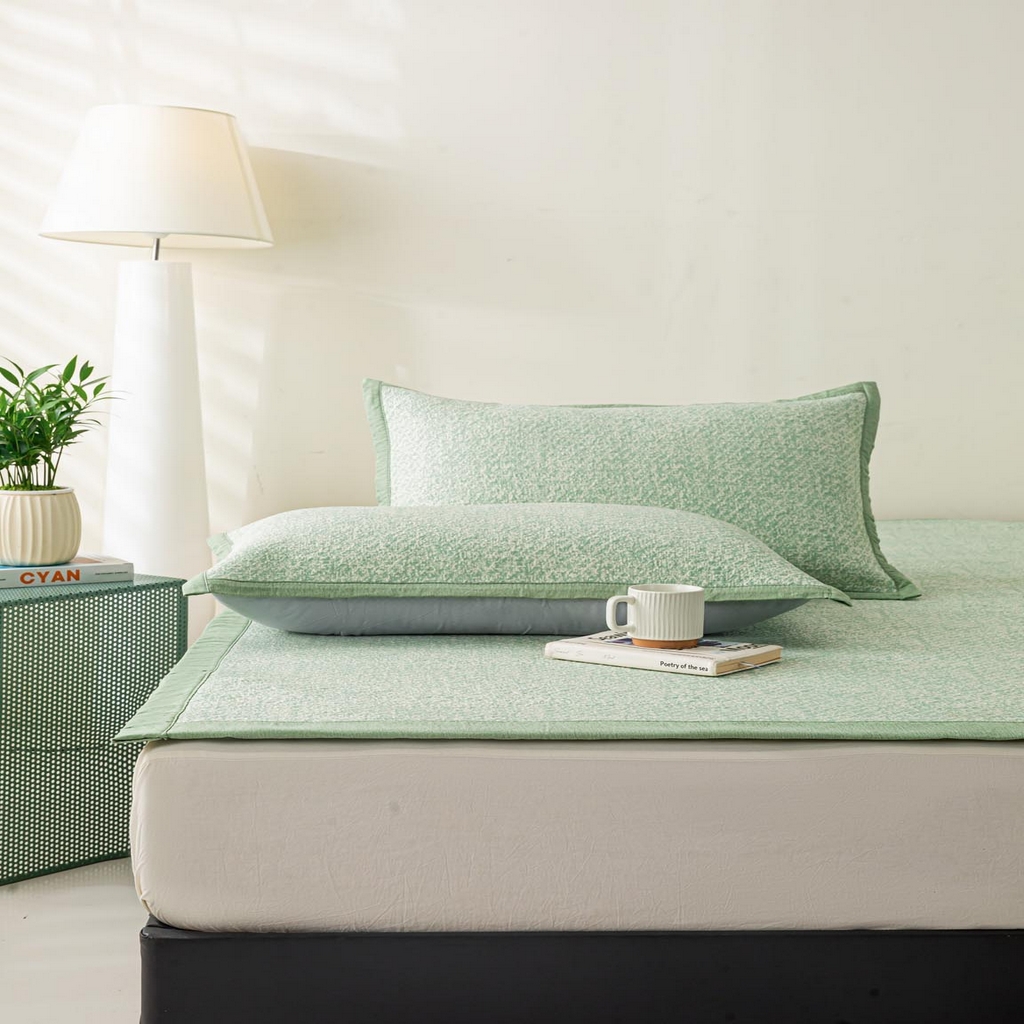 91家纺网 家纺一手货源 找家纺 帅露家纺 2026新款A类PE高分子双泡软凉席席子 床席款双泡雪花-绿