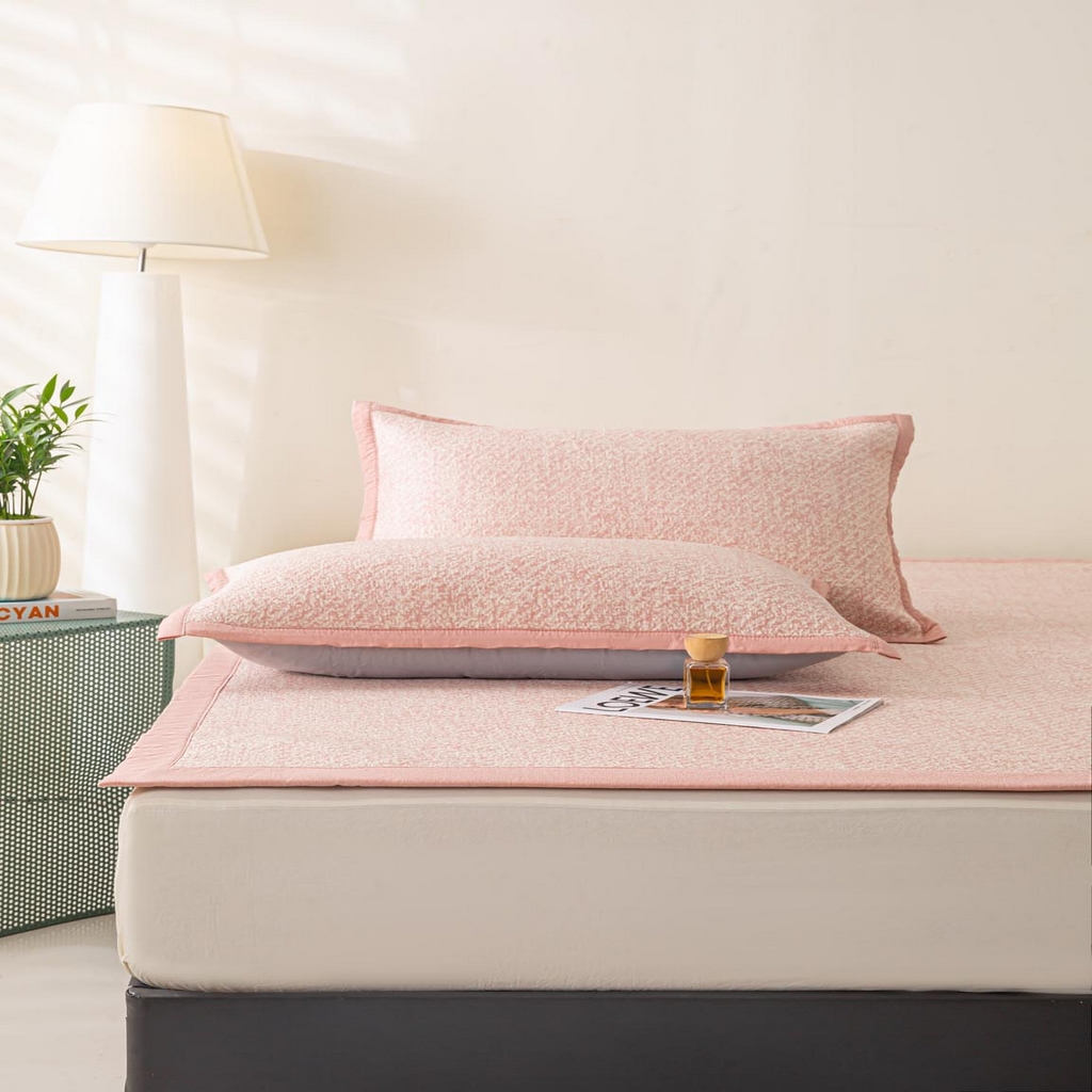 91家纺网 家纺一手货源 找家纺 帅露家纺 2026新款A类PE高分子双泡软凉席席子 床席款双泡雪花-粉