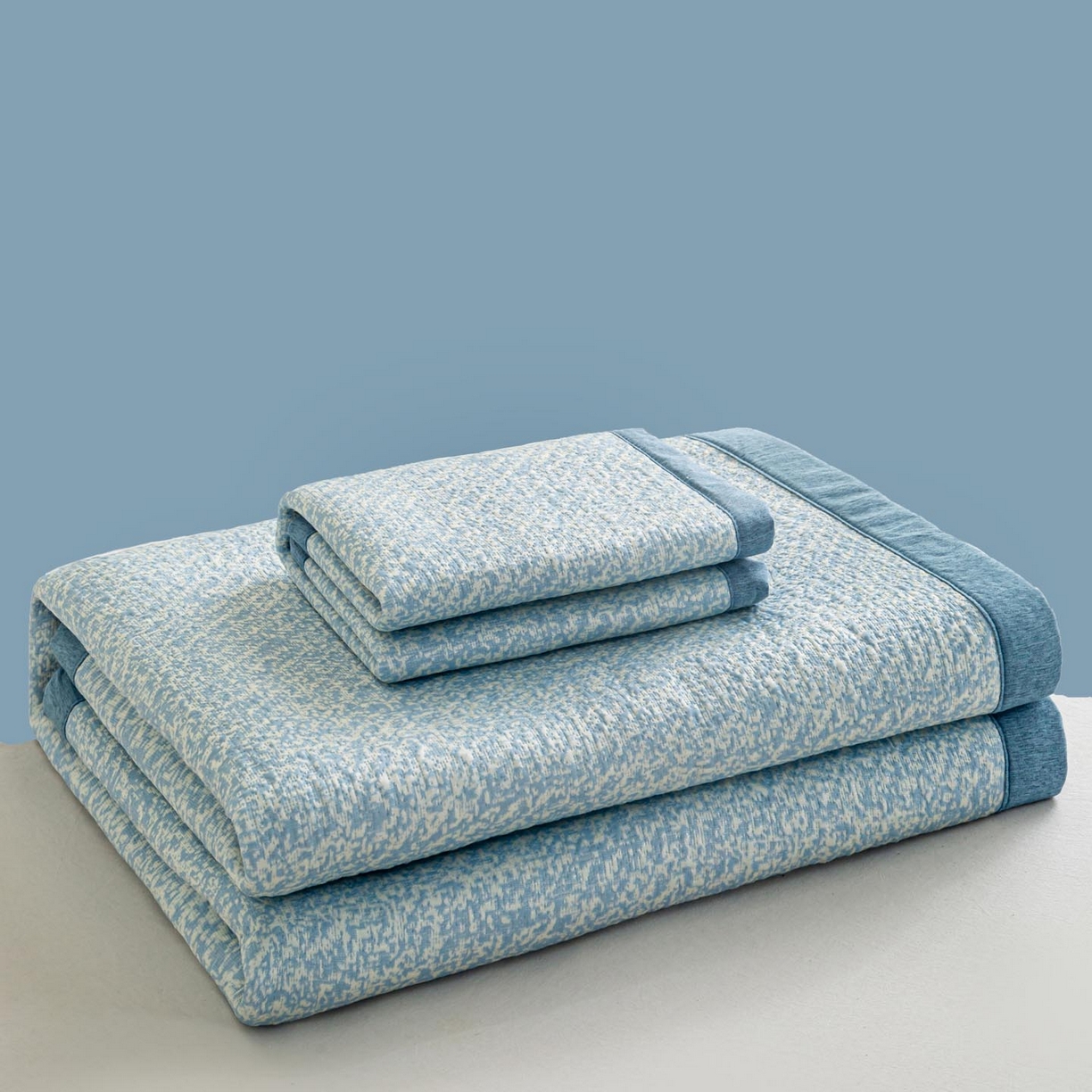 91家纺网 家纺一手货源 找家纺 帅露家纺 2026新款A类PE高分子双泡软凉席席子 床席款双泡雪花-蓝