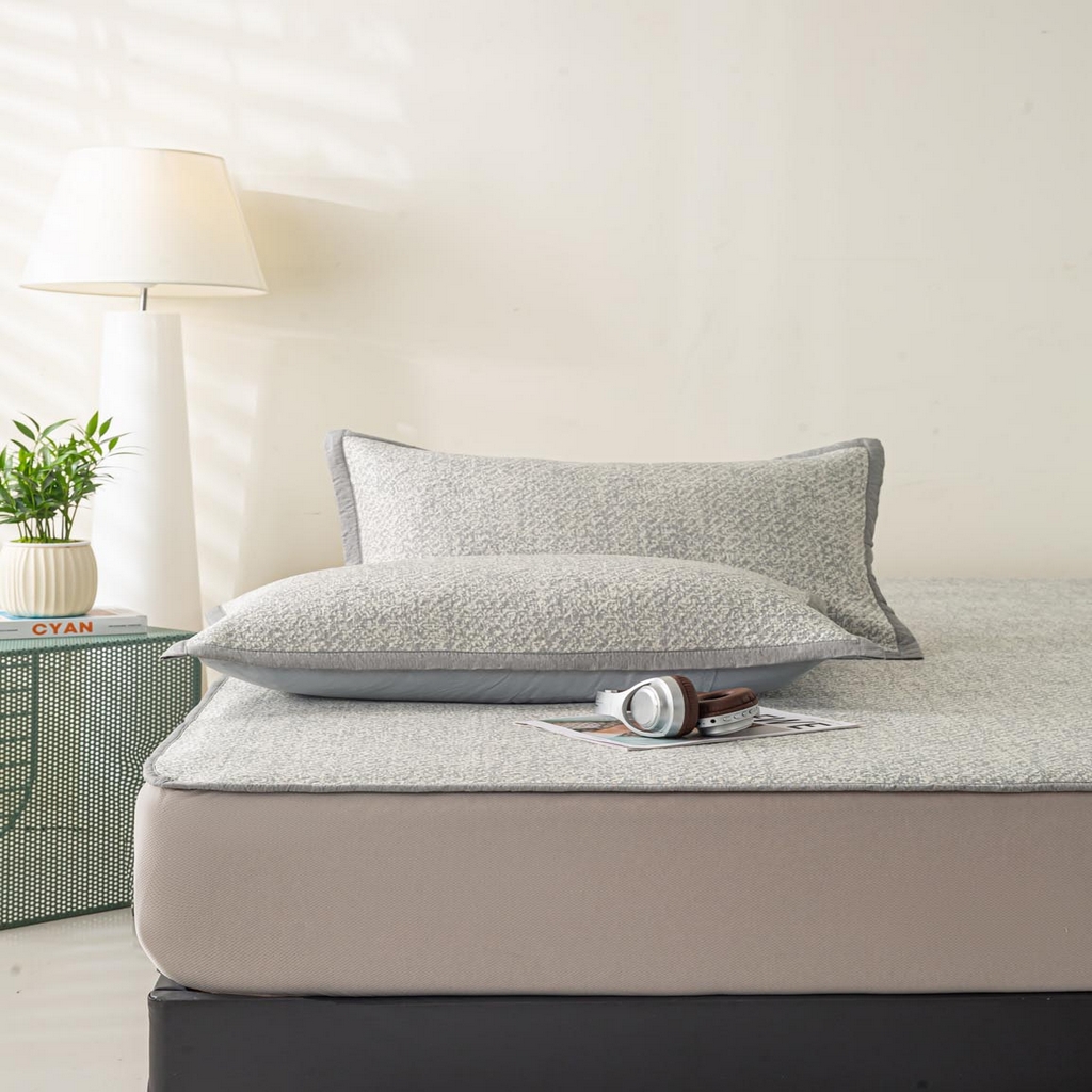 91家纺网 家纺一手货源 找家纺 帅露家纺 2026新款A类PE高分子双泡软凉席席子 床笠款双泡雪花-灰