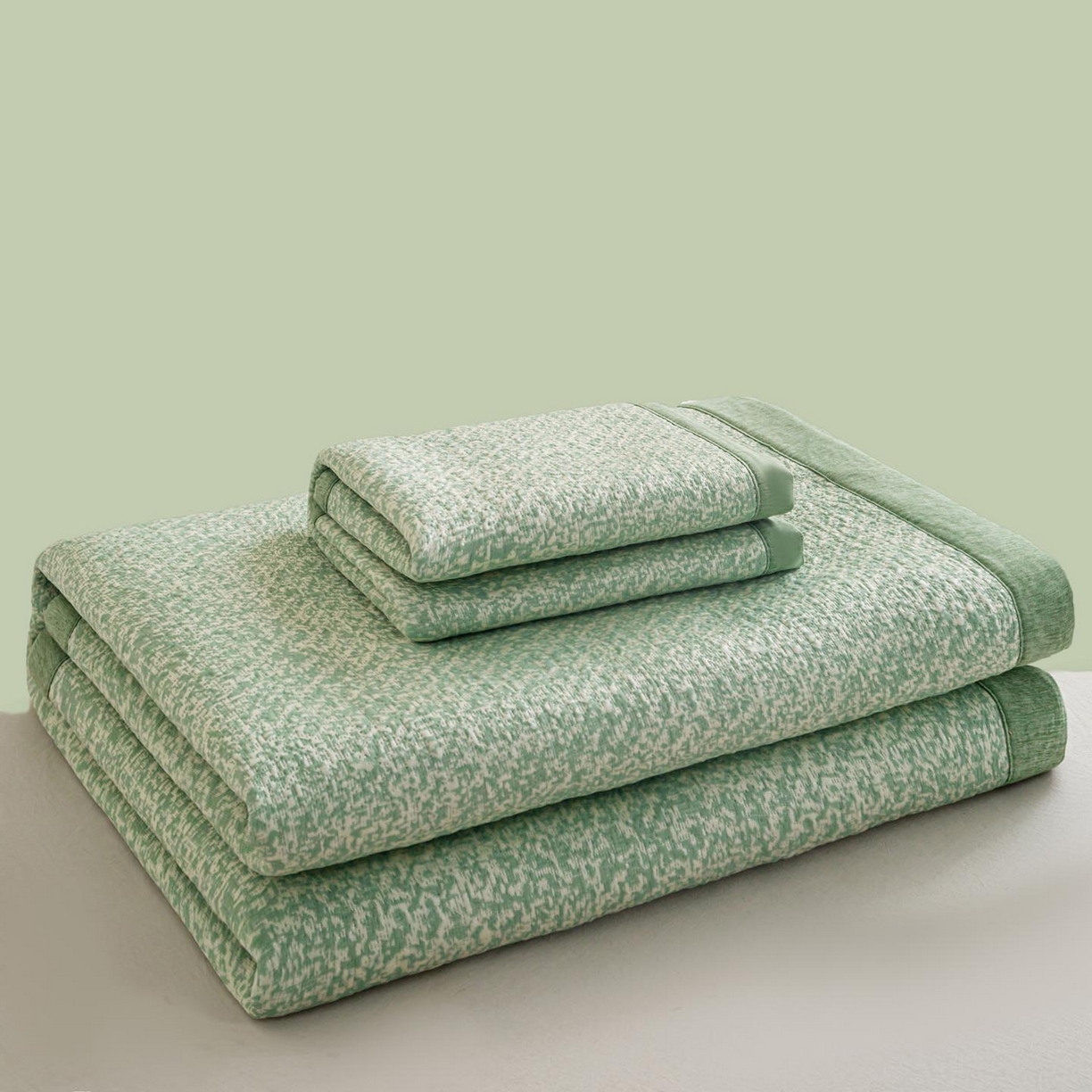 91家纺网 家纺一手货源 找家纺 帅露家纺 2026新款A类PE高分子双泡软凉席席子 床席款双泡雪花-绿