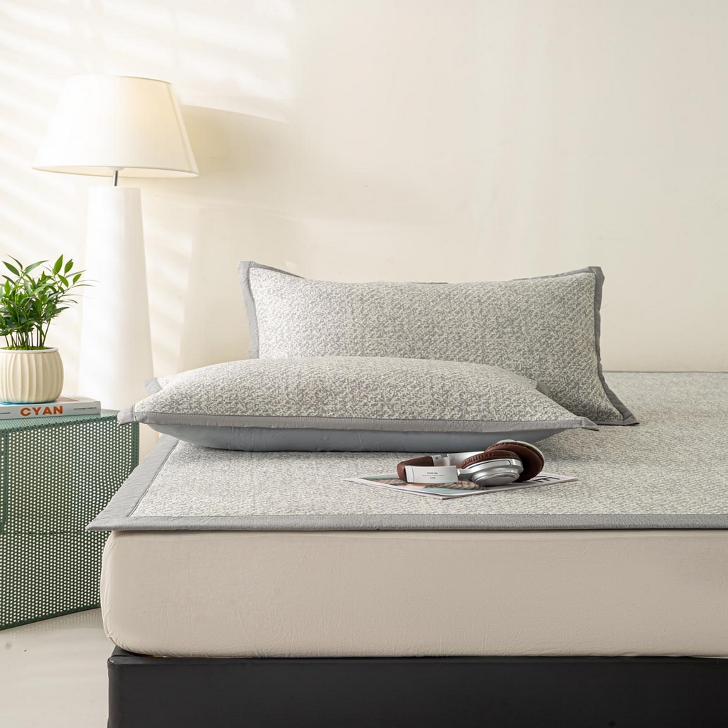 91家纺网 家纺一手货源 找家纺 帅露家纺 2026新款A类PE高分子双泡软凉席席子 床席款双泡雪花-灰