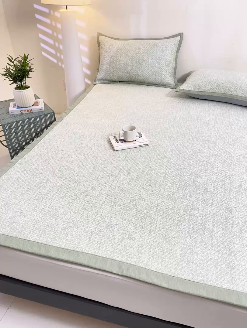 91家纺网 家纺一手货源 找家纺 帅露家纺 2026新款A类PE高分子双泡软凉席席子 床席款双泡雪花-绿