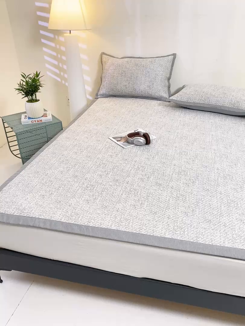 91家纺网 家纺一手货源 找家纺 帅露家纺 2026新款A类PE高分子双泡软凉席席子 床席款双泡雪花-灰