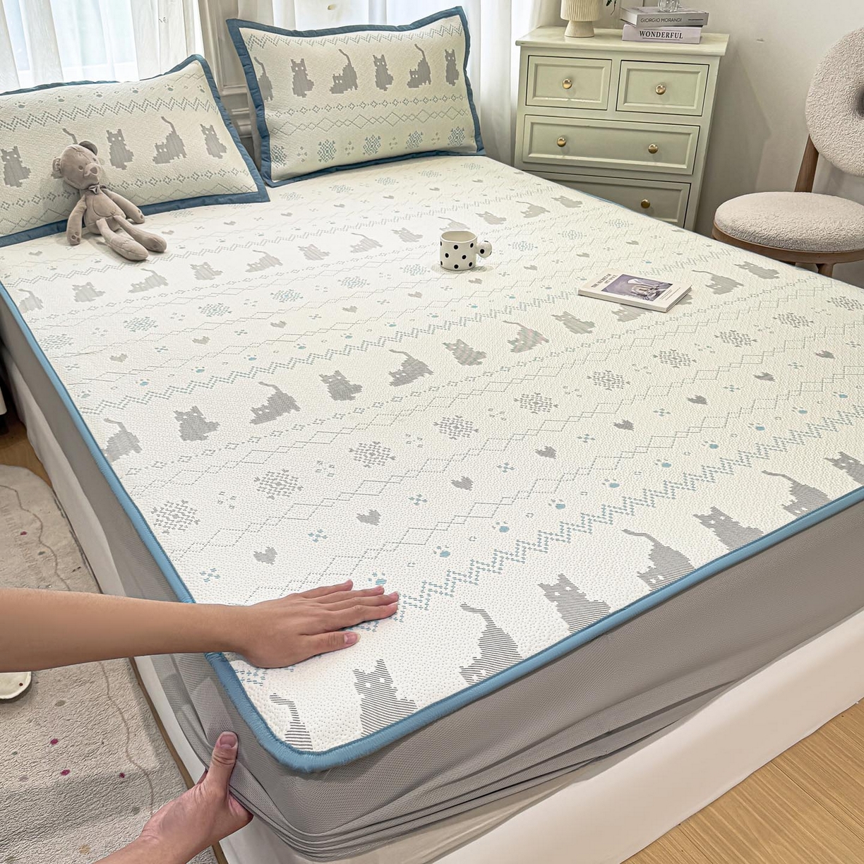 91家纺网 家纺一手货源 找家纺 （总）帅露家纺 2026新款A类PE中分子提花软凉席席子