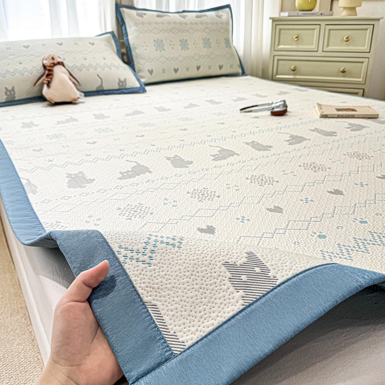 91家纺网 家纺一手货源 找家纺 （总）帅露家纺 2026新款A类PE中分子提花软凉席席子