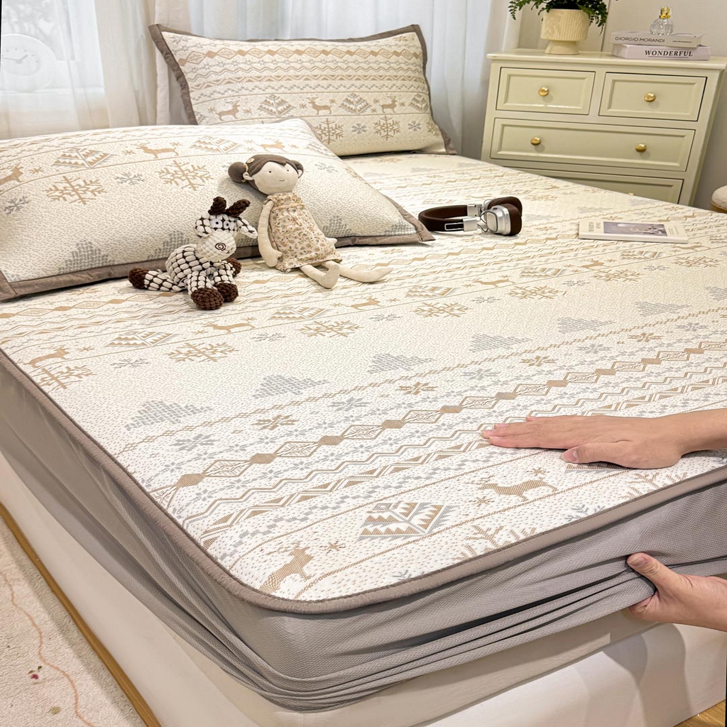 91家纺网 家纺一手货源 找家纺 帅露家纺 2026新款A类PE中分子提花软凉席席子 床笠款-北欧幻境