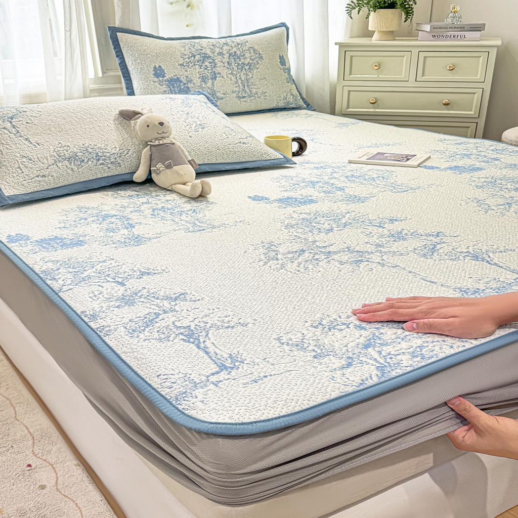 91家纺网 家纺一手货源 找家纺 帅露家纺 2026新款A类PE中分子提花软凉席席子 床笠款-迷雾森林