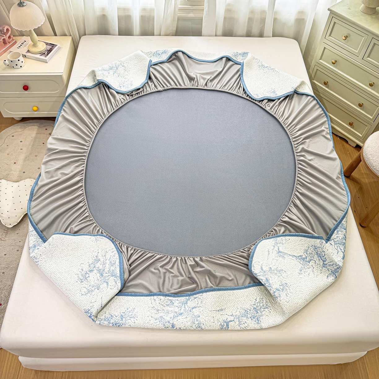 91家纺网 家纺一手货源 找家纺 帅露家纺 2026新款A类PE中分子提花软凉席席子 床笠款-迷雾森林