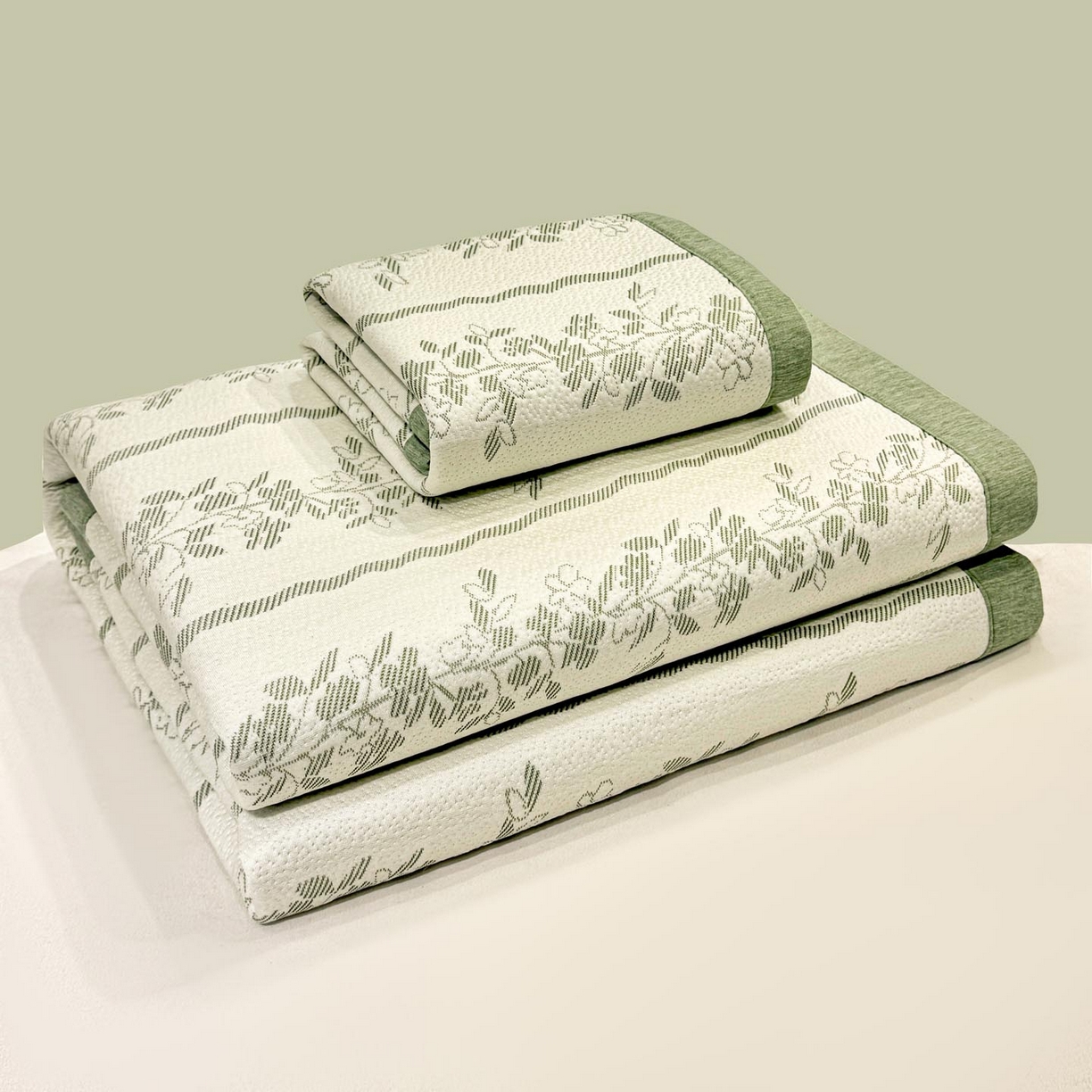 91家纺网 家纺一手货源 找家纺 帅露家纺 2026新款A类PE中分子提花软凉席席子 平铺款-浪漫花园绿