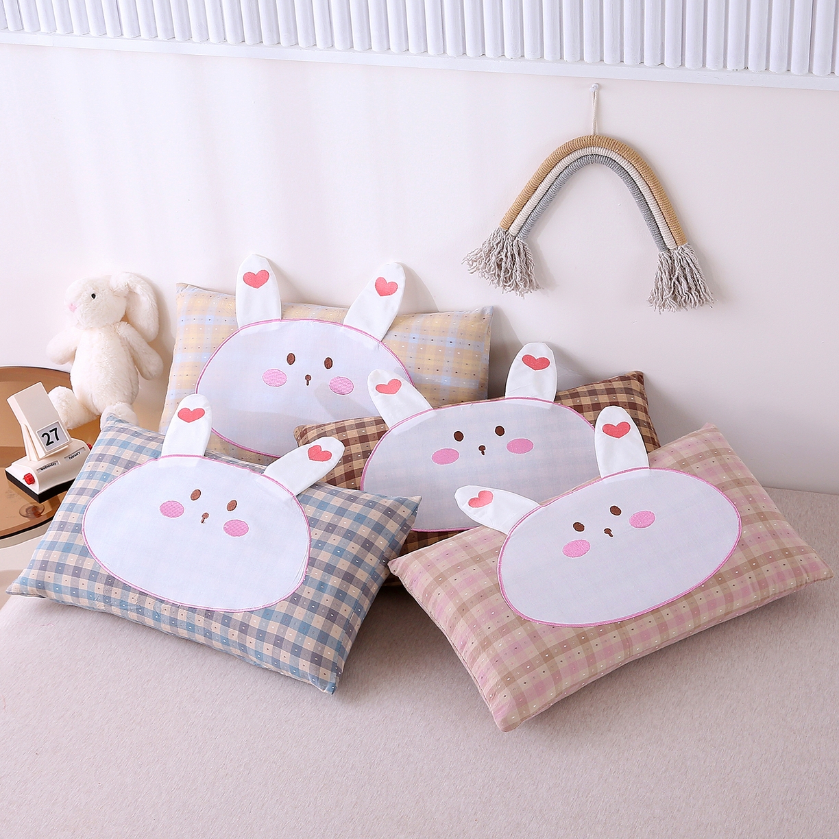 珍贝家纺 2026新款全棉大脸兔枕套枕头枕芯枕套+枕芯儿童枕学生枕 组合图仅供参考不可下单