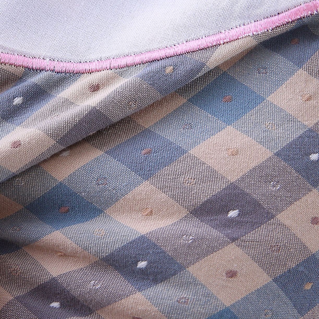 91家纺网 家纺一手货源 找家纺 珍贝家纺 2026新款全棉大脸兔枕套枕头枕芯枕套+枕芯儿童枕学生枕 大脸兔-蓝灰格